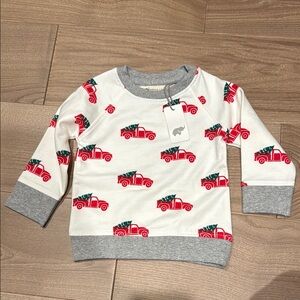 Kids Red and Gray Sweater with Car Print